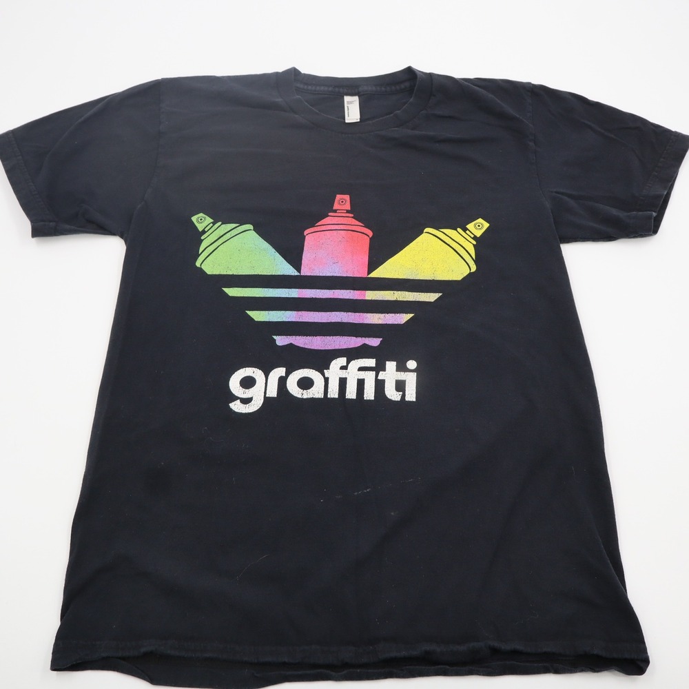 American Apparel Graffiti Spray Paint Graphic T-Shirt Black Mens Medium USA Made